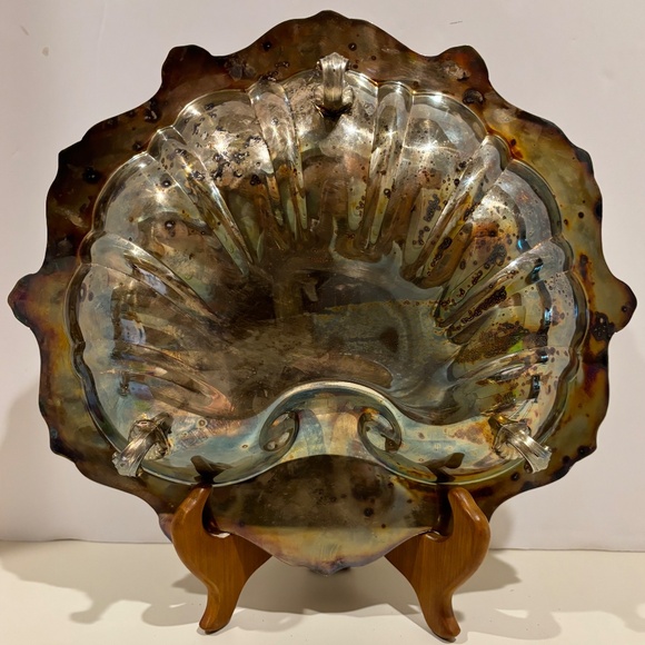 VTG EPCA Silverplate Footed Shell Shaped Bowl/Plate/Bonboniere by Poole - Picture 2 of 3